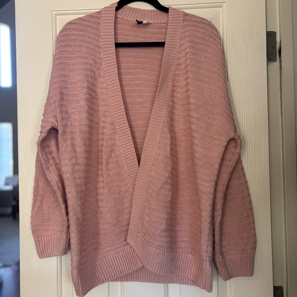 H&M Textured-Knit Cardigan in Light Pink
